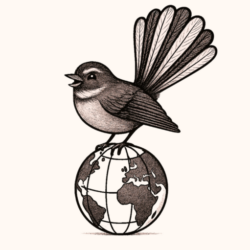 Fantail sur un globe pour representer mon entreprise de Travel Planner